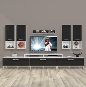 Resim Decoraktiv Ekoflex 8da Mdf Krom Ayaklı Tv Ünitesi Tv Sehpası - Beyaz - Siyah 