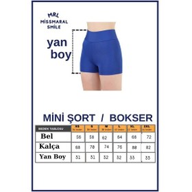 Resim Missmaral Kadın Mavi Yüksek Bel Toparlayıcı İç Göstermeyen Boxer Şort Deniz, Havuz & Günlük Kullanım İçin Saks Mavi 