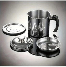 Resim Dashanshop Paslanmaz Çelik 1.8l/60oz Yağ Filtreli Sürahi - Ev & Karavan İçin Yağ Ayırıcı 