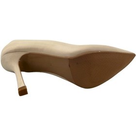 Resim Hakiki Deri Stiletto Disparita 26301 İnce Topuk Kadın Ayakkabı Bej 
