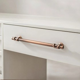 Resim Badem10 Arsin Düz Soft Parlak Antik Bakır Çekmece Kulp 224 mm Modern Metal Dolap Kulbu Mutfak Banyo Gardırop 