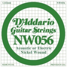 Resim D'Addario NW056 Nickel Wound Elektro ve Akustik Gitar Tek Tel (56) 