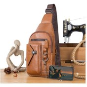 Resim Bull Captain 520 Telefon Hazneli Crossbody Göğüs Çantası Sarı-kahverengi 