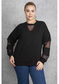 Resim Şans Kadın Haki Filedetaylı Sweatshirt 65n18844-siyah Siyah 