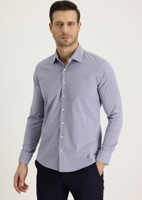 Resim Siyah Uzun Kol Slim Fit Dar Kesim Klasik Desenli Pamuklu Kolay Ütülenebilir Gömlek 
