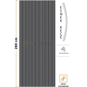 Resim Detay Poliuretan Mdf Ahşap Akustik Duvar Paneli 100 x 280 cm ( Antrasit ) 