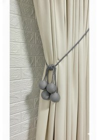 Resim Modern Sarım 4 Toplu Braçol Kornişe Takmatik Ipli Tavan Perde Aksesuarı Gri 