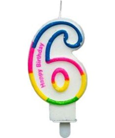 Resim Renkli 6 Rakam Mum Doğum Günü Partisi Pasta Malzemesi 