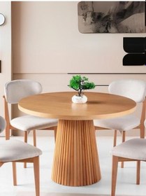 Resim Milas Natural Ahşap Bohem Yemek Masası 100x100 Naturel 