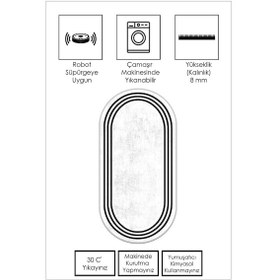 Resim West Home Makinede Yıkanabilir Kaymaz Taban Leke Tutmaz Oval Modern Yolluk Ev Dekorasyonu İçin Beyaz Kesme Yolluk Wh413 White Oval Yolluk 