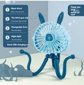 Resim Şarj Edilebilir Ahtt Elektrikli Bebek Arabası, Beşik, Pe Fan Mavi E10a9d , 
