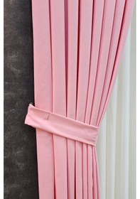 Resim Mosso Fon Perde Düz Renk Pembe 