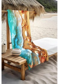 Resim Dijital Baskı Plaj Deniz Havlusu Kumsal Desenli Peştamal Hvl0030 Renkli 