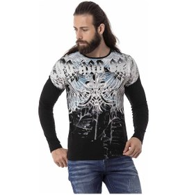 Resim Cipo & Baxx CL516 Royal Desenli Siyah İnce Sweatshirt Siyah 