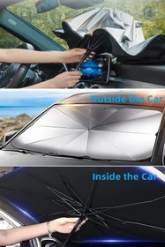 Resim Universal Tüm Araçlar Için Araba Ön Cam Güneşlik Katlanabilir Şemsiye Güneşlik Oto Ön Cam Güneşliği Gölgelik 