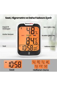Resim ThermoPro TP358 Telefon Kontrollü, Saatli, Takvimli, İç Mekan Sıcaklık ve Nem Ölçer Termometre 2 Ade 