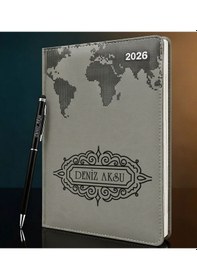 Resim Bk Gift Kişiye Özel İsimli Termo Sert Kapak 2026 Gri Ajanda & Kalem -11, Öğretmenler Günü Hediyesi, Yeni İş Hediyesi 35313 Bk Gift Renkli 