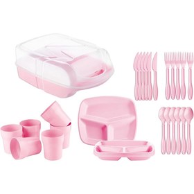 Resim Hype Store QCraft 6 Kişilik Piknik Seti Çatal, Bıçak, Kaşık, Bardak, Tabak Komple Set 31 Parça 