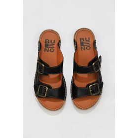 Resim Bueno Shoes Siyah Deri Kadın Düz Terlik 