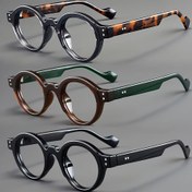 Resim Vintage Tarzı Büyük Yuvarlak Dekoratif Gözlükler, Şeffaf Lensler, Erkek ve Kadınlar için Modaya Uygun Düz Gözlükler 