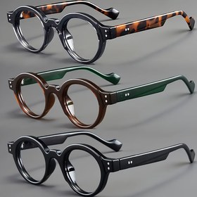 Resim Vintage Tarzı Büyük Yuvarlak Dekoratif Gözlükler, Şeffaf Lensler, Erkek ve Kadınlar için Modaya Uygun Düz Gözlükler 