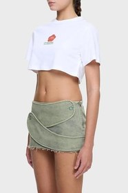 Resim Les Benjamins Baskılı% 100 Pamuk Loose Fit Crop T Shirt Bayan T SHİRT LB25SSUNLFUTS 