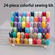 Resim 24 adet Renkli Polyester Dikiş İpi Seti - Ev Kullanımı, Giysi Onarımı, El Yapımı Projeler ve DIY El Sanatları için Canlı Assortment | Başlangıçlar ve Tutkunlar için İdeal, Dikiş Temelleri|Canlı İp|Dayanıklı İp 
