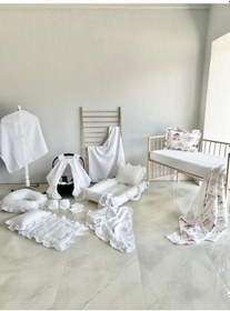 Resim %100 Pamuk Çok Amaçlı Çift Katlı Çift Kullanımlı Müslin Yeni Doğan Bebek Seti 18 Parça Özel Tasarım 