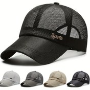 Resim Erkekler ve Kadınlar için Nefes Alabilir Fileli Kamyoncu Şapkası - Ayarlanabilir Snapback Kapatmalı Hafif Spor Kapası, %100 Polyester Golf, Balıkçılık, Bisiklet, Dış Aktiviteler İçin - Siyah 