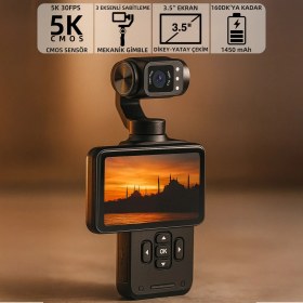 Resim Mio Pocket 3 5K 30FPS 48MP 3 Eksenli Gimbal Kamera 