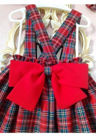 Resim Eylülcebutik Eylülce Ekoseli Kız Bebek Salopet Takım 