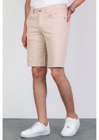 Resim HLT Jeans Erkek Rose Pink Slim Kesim Comfort Likralı Esnek Jeans Şort Thomas-Rose Pink 001 