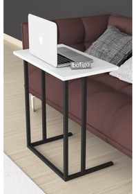 Resim Bofigo Metal Ayaklı Laptop Sehpası Kahvaltı Masası Beyaz 