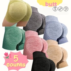 Resim 5 Adet Kadınlar İçin Yüksek Bel Karın Kontrollü Külot - Tam Kapsama Spor Boxer, Kabarık Kalça Kaldırma, Yumuşak Esnek Kumaş Yoga ve Günlük Kullanım için - Çok Renkli Çeşit (Makinede Yıkanabilir, Opak) - Şık Minimalist Tasarım 