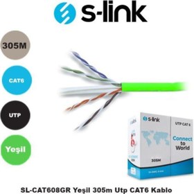 Resim Cat6 305Mt 24 Awg Utp Kablo Yeşil Sl-Cat608Gr S-Link