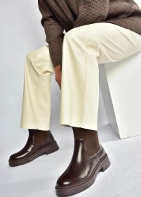 Resim V676556909 Kahverengi Lastik Detaylı Kadın Bot Kahverengi-suni Deri 