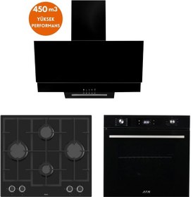 Resim Ferre Ve AFM Tech LN385 + FM7700 + FM3250 Bern 8 Prog Turbolu Siyah Dijital Ankastre Set 