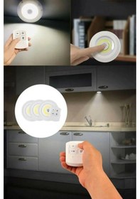 Resim Uzaktan Kumandalı 3 Lü Spot Led Lamba Kablosuz 3lü Yapışkanlı Pilli Işıldak 