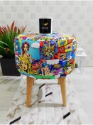 Resim PufyHome Etna Pop Art Özel Tasarım Gürgen Ayaklı Çok Amaçlı Dekoratif Puf Koltuk 