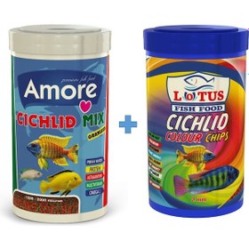 Resim Cichlid Mix Granules ve Malawi Cichlid Colour 2x1000ml Balık Yemi 