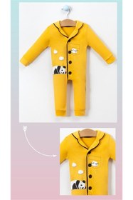 Resim Sparrow Laurel Erkek Bebek Panda Baskılı Önden Düğmeli Mevsimlik Penye Pijama, Uyku Tulumu (3-24 Ay) 