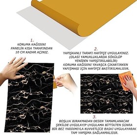 Resim Tink Kendinden Yapışkanlı Pvc Panel, Yapışkanlı Yer Zemin Kaplama, Duvar Kaplama, Fayans Çıkartması Gold Siyah Desenli 41x62 Cm (12 Adet / 3 m²) 