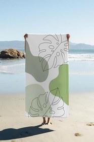 Resim Dijital Baskı Plaj Deniz Havlusu Yaprak Desenli Peştamal HVL0184 