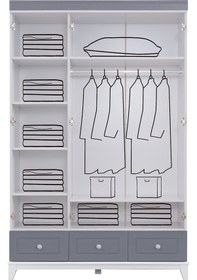 Resim Gardırop, City Montessori Çocuk Odası, City 3 Kapaklı Dolap Gri 