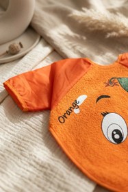 Resim BUUDE Zestie Turuncu Neşeli Portakal Desenli Uzun Kollu Sıvı Geçirmez Bebek Mama Ve Etkinlik Önlüğü 6-24 A 