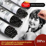 Resim 28 Parça Söğüt Kömürü Şeritli Eskiz Kalemi, Ergonomik, Sanatçılar & Öğrenciler için Profesyonel Çizim Kömür Seti - Sevgililer Günü Hediyeleri, Öğrenci Okul Sezonu Hediyeleri için Uygun 