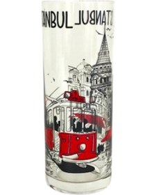 Resim İstanbul Yazılı Galata Taksim Resimli Cam Rakı Bardağı 2 Adet Bar 