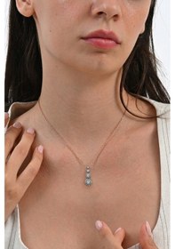 Resim 925 Ayar Gümüş Kolye Rose Gold Tria Kolye - Elmas Montürlü Sonsuzluk Işıltılı Kadın Kolye Barcode 