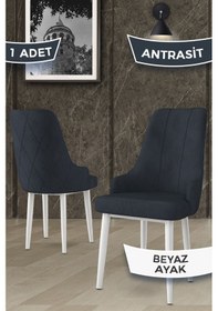 Resim Canisa Trex Serisi 1.sınıf Babyface Kumaş 1 Adet Antrasit Sandalye Beyaz Metal Ayak Sandalye Antrasit Ayakları Beyaz 