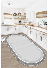 Resim West Home Makinede Yıkanabilir Kaymaz Taban Leke Tutmaz Gri Oval Mutfak Halısı Salon Halısı Ve Yolluk 600 Grey 